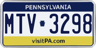 PA license plate MTV3298