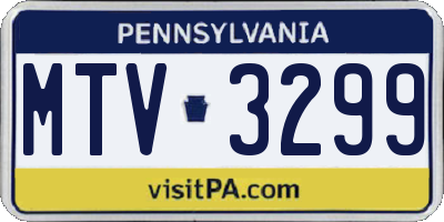 PA license plate MTV3299