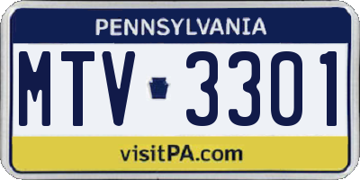 PA license plate MTV3301