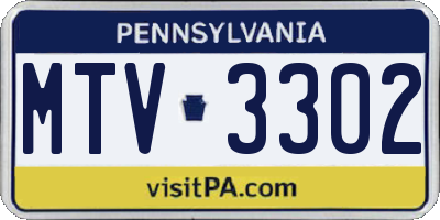 PA license plate MTV3302