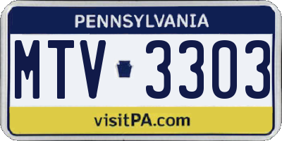 PA license plate MTV3303
