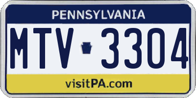 PA license plate MTV3304