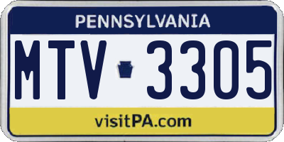 PA license plate MTV3305