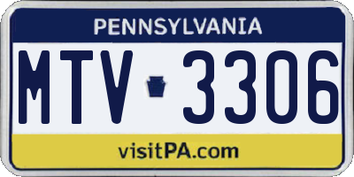 PA license plate MTV3306