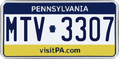 PA license plate MTV3307