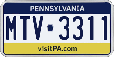 PA license plate MTV3311
