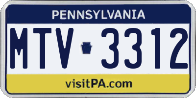 PA license plate MTV3312