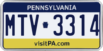 PA license plate MTV3314
