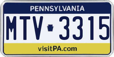 PA license plate MTV3315