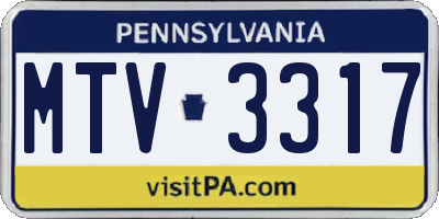 PA license plate MTV3317