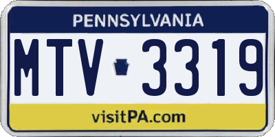 PA license plate MTV3319