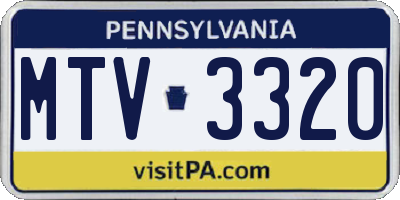 PA license plate MTV3320