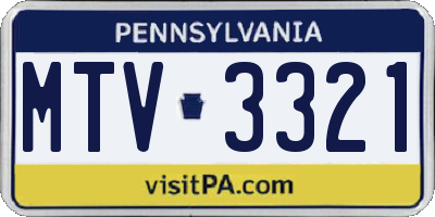 PA license plate MTV3321