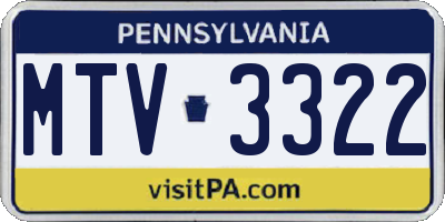 PA license plate MTV3322
