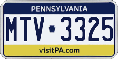 PA license plate MTV3325