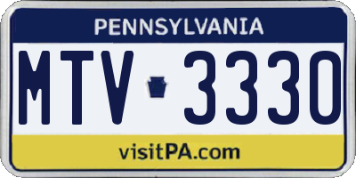 PA license plate MTV3330