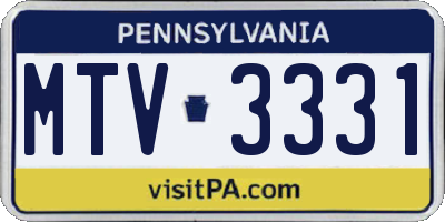 PA license plate MTV3331