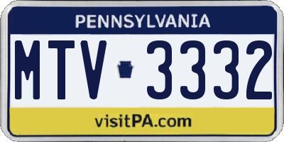 PA license plate MTV3332