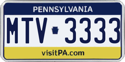 PA license plate MTV3333
