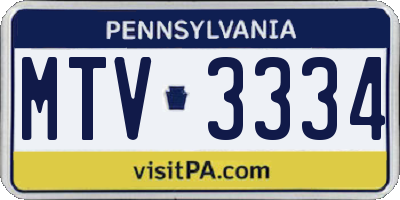 PA license plate MTV3334