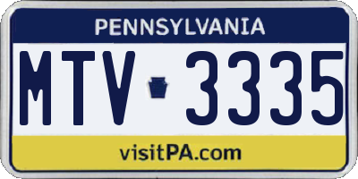 PA license plate MTV3335