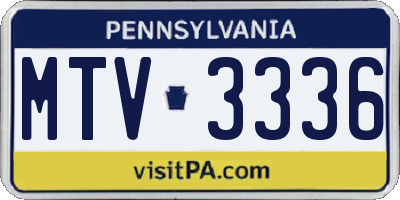 PA license plate MTV3336