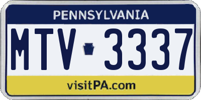 PA license plate MTV3337