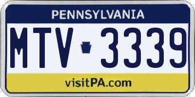 PA license plate MTV3339