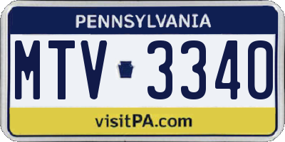 PA license plate MTV3340