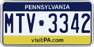 PA license plate MTV3342