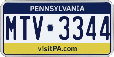 PA license plate MTV3344