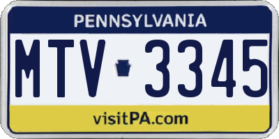 PA license plate MTV3345