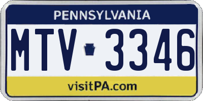 PA license plate MTV3346