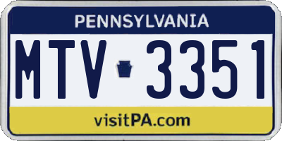 PA license plate MTV3351