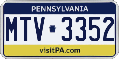 PA license plate MTV3352