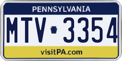 PA license plate MTV3354
