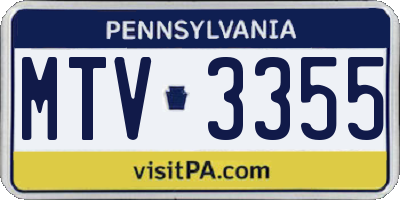 PA license plate MTV3355