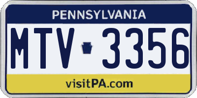 PA license plate MTV3356