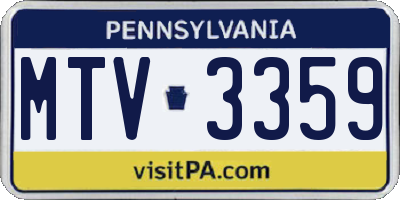 PA license plate MTV3359