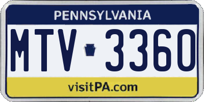 PA license plate MTV3360