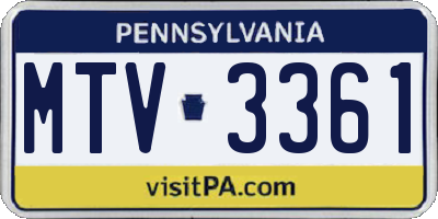 PA license plate MTV3361