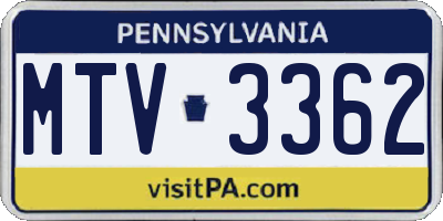 PA license plate MTV3362