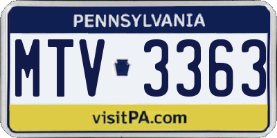 PA license plate MTV3363