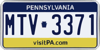 PA license plate MTV3371