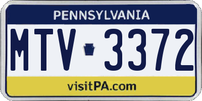 PA license plate MTV3372