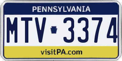 PA license plate MTV3374