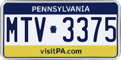 PA license plate MTV3375