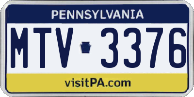 PA license plate MTV3376