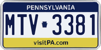 PA license plate MTV3381