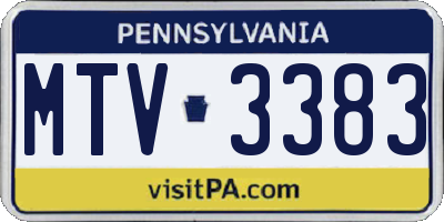 PA license plate MTV3383